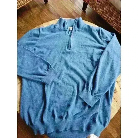 L.L Bean Sweater Men's XL Quarter Zip Blue - Picture 1 of 9